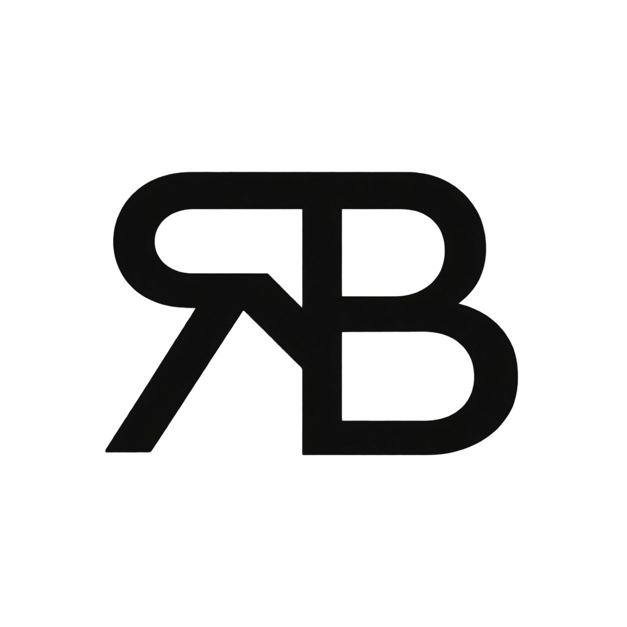 R and B cattle brand design example with a bold, compact silhouette