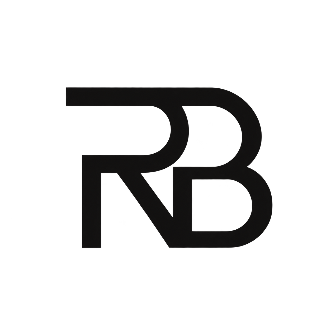 R and B cattle brand concept exploring integrated letter geometry