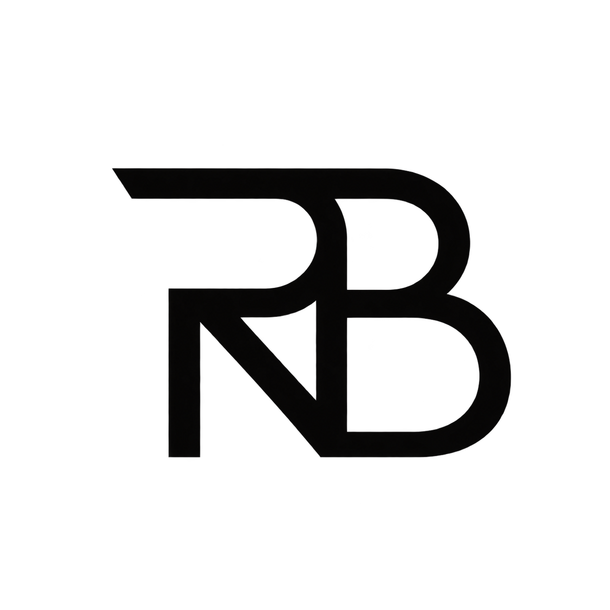 R and B cattle brand design concept exploring a more open letter arrangement